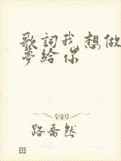歌词我想做一个梦给你