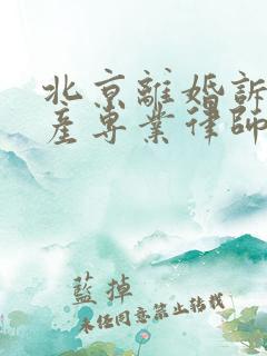 北京离婚诉讼财产专业律师