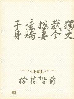 千亿总裁独宠替身娇妻全文小说阅读全文