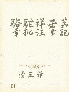 骆驼祥子第21章批注笔记