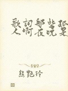 歌词那些孤独的人啊夜晚是否还回家是什么歌