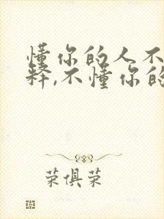 懂你的人不必解释,不懂你的人