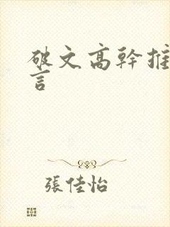 破文高干推荐现言