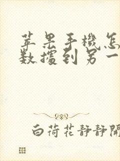 苹果手机怎么传数据到另一个苹果