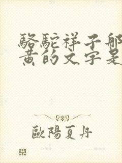 骆驼祥子那段黄黄的文字是什么