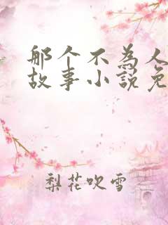 那个不为人知的故事小说免费阅读全文无窗口
