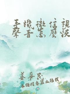 手机微信视频没声音怎么恢复吗