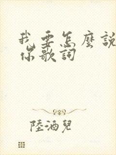 我要怎么说不爱你歌词