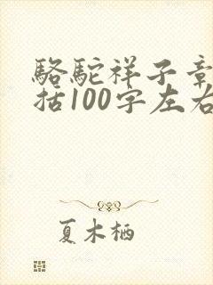 骆驼祥子章节概括100字左右