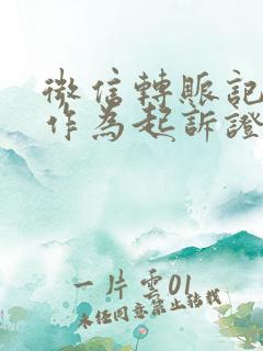 微信转账记录能作为起诉证据吗