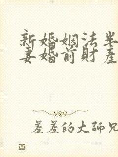 新婚姻法半路夫妻婚前财产继承