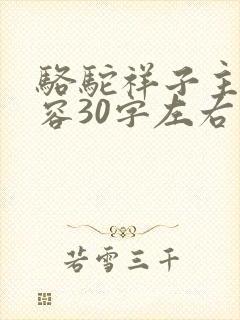 骆驼祥子主要内容30字左右