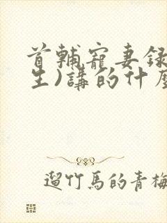 首辅宠妻录(重生)讲的什么