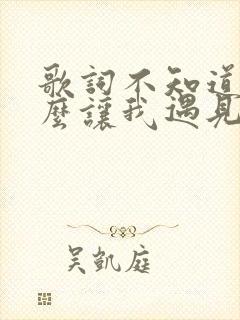 歌词不知道为什么让我遇见了你是什么歌