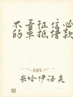 不看征信必通过的车抵借款平台