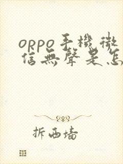 oppo手机微信无声是怎么回事