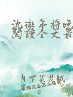 沈微年将晚免费阅读全文最新章节