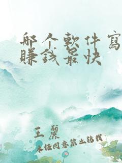 哪个软件写小说赚钱最快