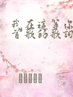 我在这等你是哪首歌的歌词