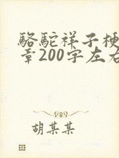 骆驼祥子梗概每章200字左右