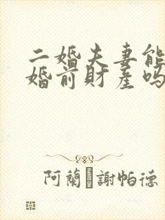 二婚夫妻能分割婚前财产吗