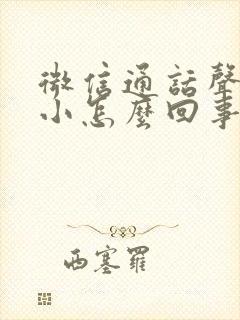 微信通话声音太小怎么回事