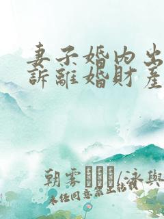 妻子婚内出轨起诉离婚财产怎么分