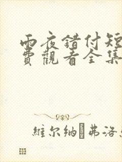 雨夜错付短剧免费观看全集在线