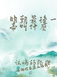 明朝最后一位皇帝叫什么