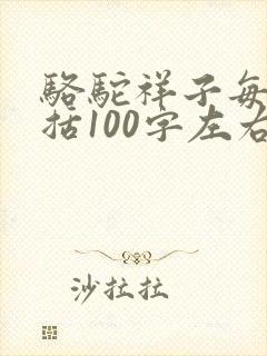 骆驼祥子每章概括100字左右