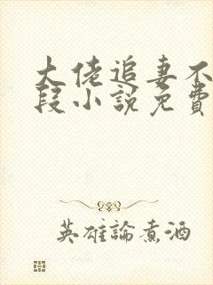 大佬追妻不择手段小说免费阅读全文