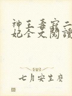 神王毒宠二嫁王妃全文阅读