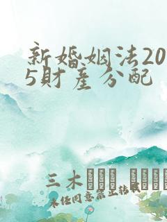 新婚姻法2025财产分配