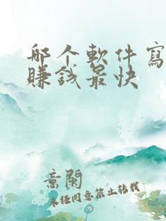 哪个软件写小说赚钱最快