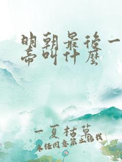 明朝最后一位皇帝叫什么