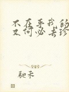 不在乎我的人我又何必去珍惜