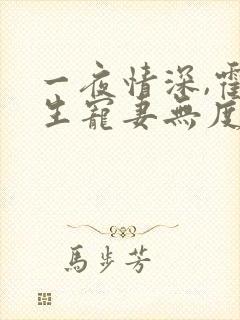 一夜情深,霍先生宠妻无度小说看