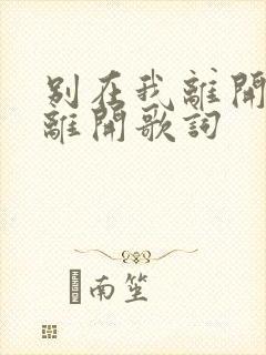 别在我离开之前离开歌词