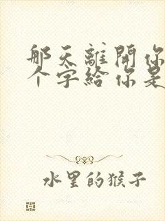 那天离开你留几个字给你是什么歌名