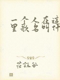 一个人在这个夜里歌名叫什么