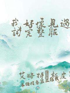 我好像见过你歌词完整版