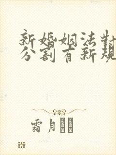 新婚姻法对财产分割有新规