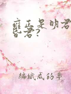 雍正是明君还是昏君?