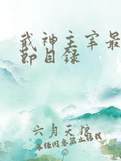 武神主宰最新章节目录