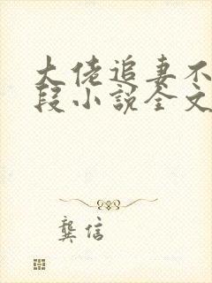 大佬追妻不择手段小说全文免费阅读