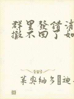 群里发错消息了撤不回了如何补救