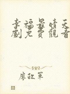 幸福最晴天电视剧免费观看