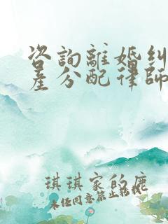 咨询离婚纠纷财产分配律师