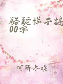 骆驼祥子摘抄200字