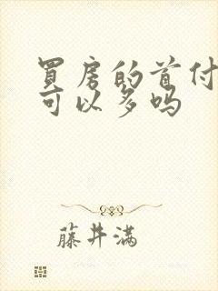 买房的首付比例可以多吗